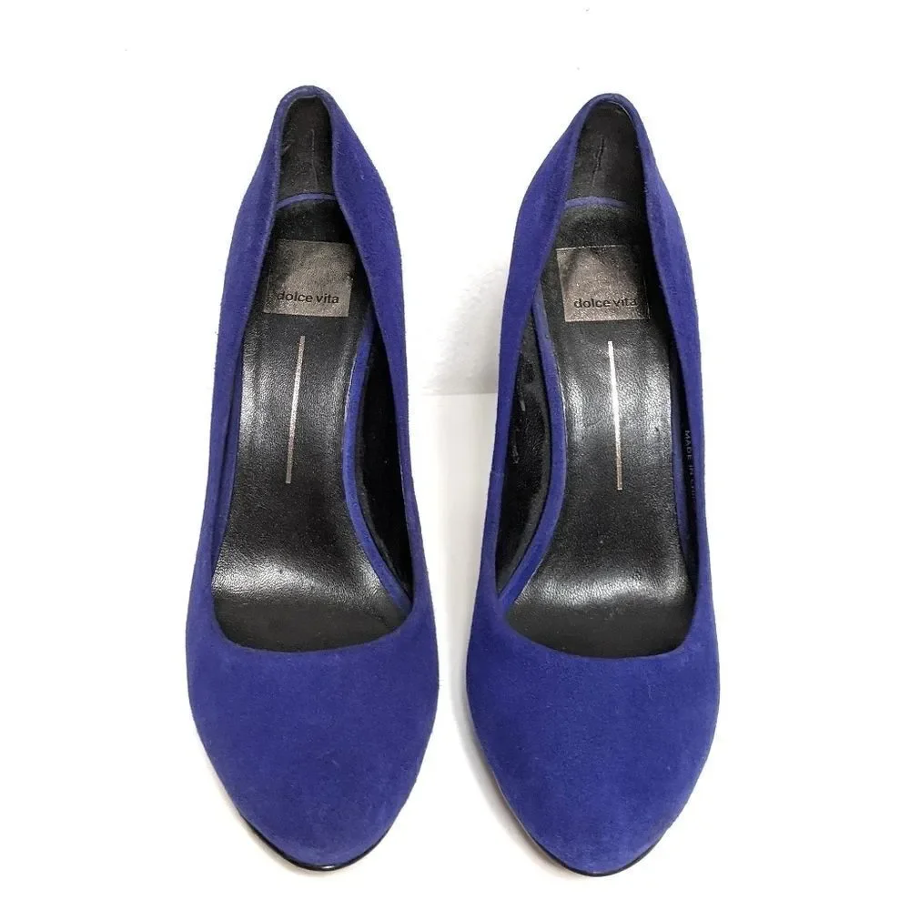 DOLCE VITA Suede Platform Almond Toe Heels 7.5